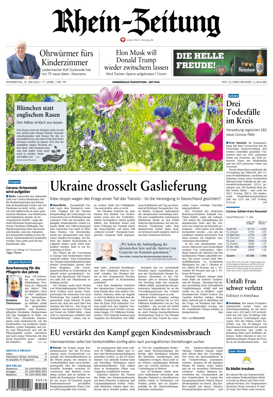 Rhein-Zeitung Kreis Neuwied vom Donnerstag, 12.05.2022