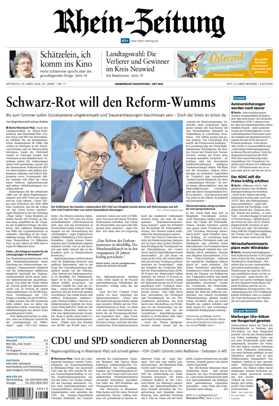 Rhein-Zeitung Kreis Neuwied vom Mittwoch, 25.03.2026