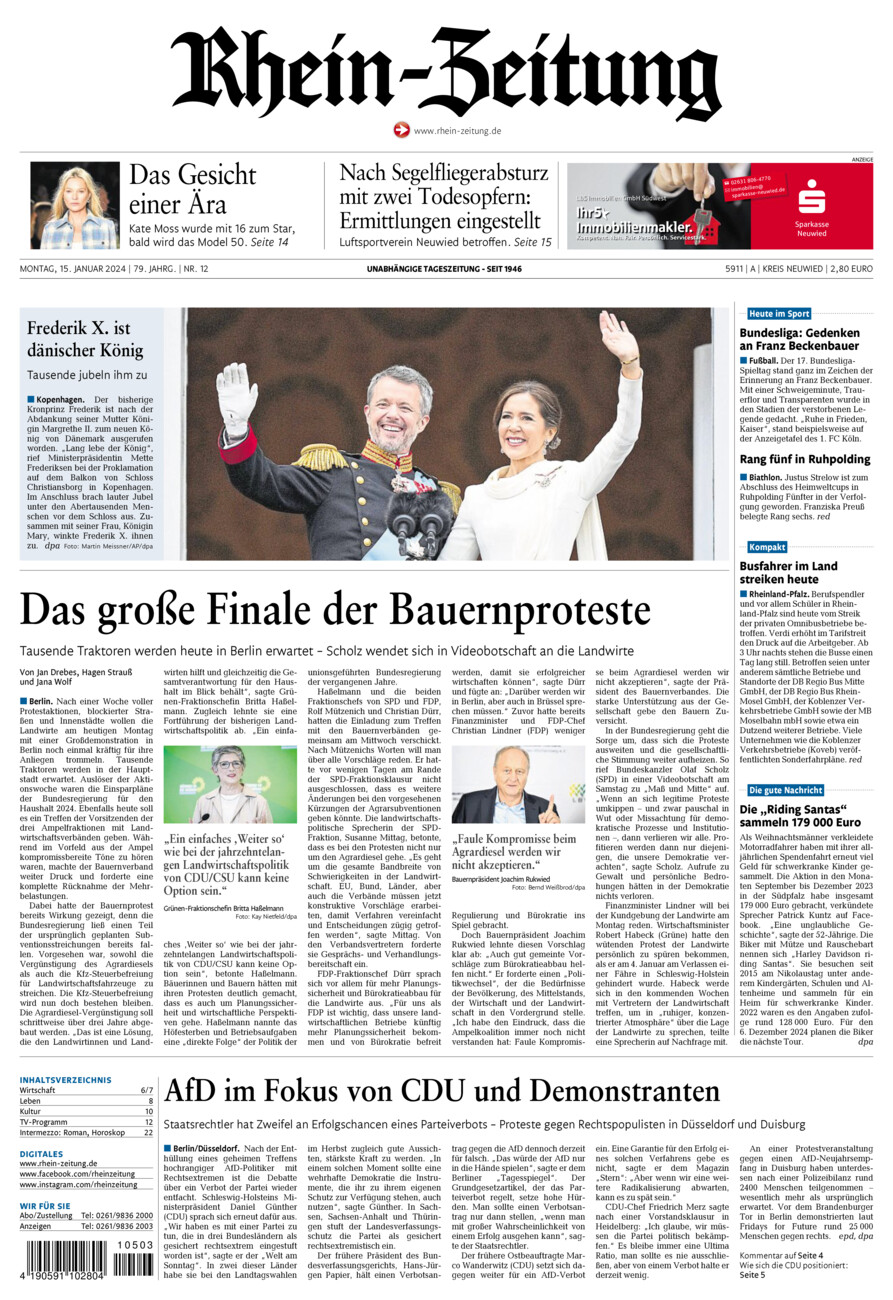 Rhein-Zeitung Kreis Neuwied vom Montag, 15.01.2024