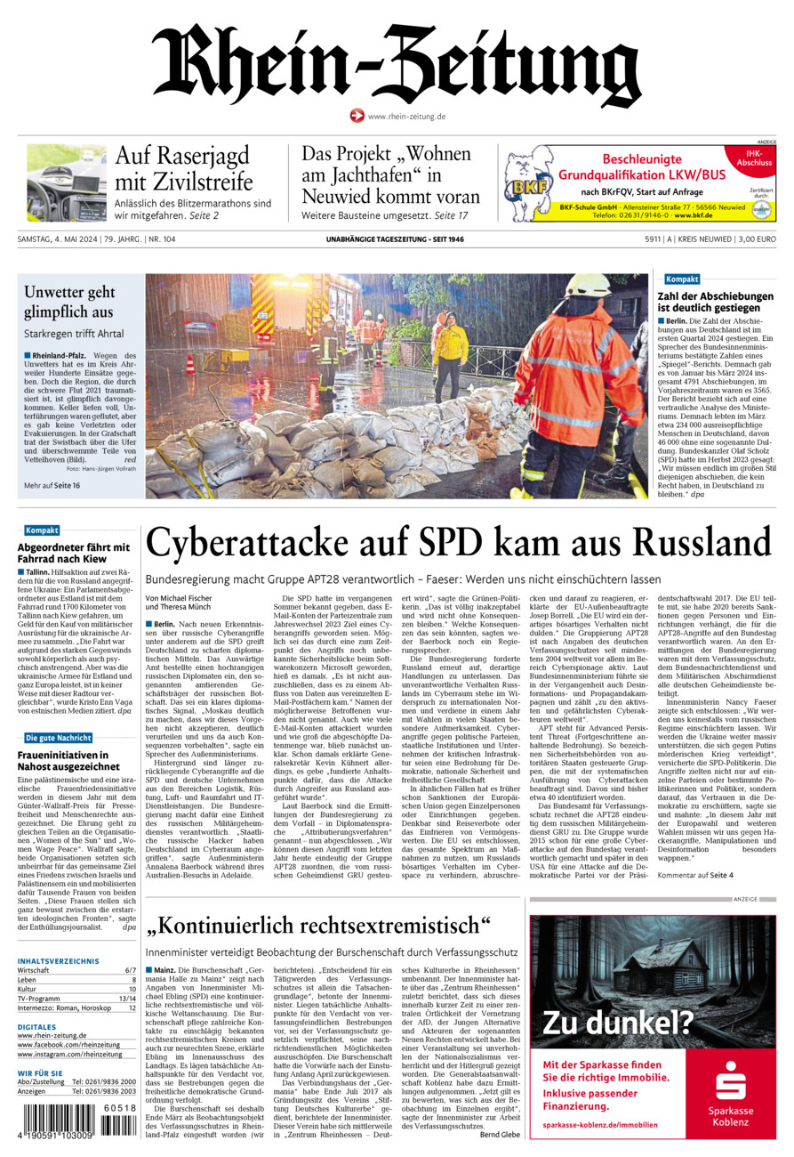 Rhein-Zeitung Kreis Neuwied vom Samstag, 04.05.2024