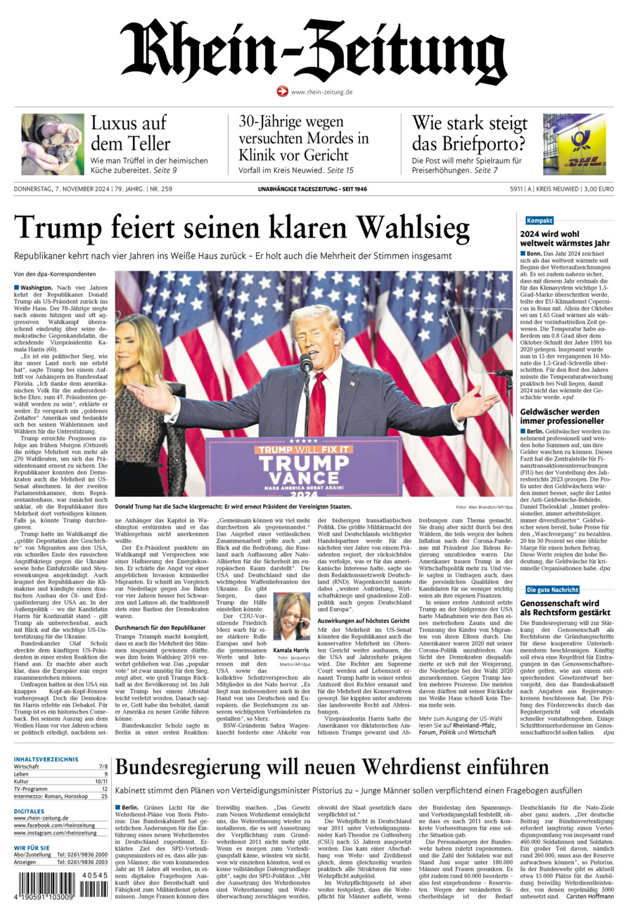 Rhein-Zeitung Kreis Neuwied vom Donnerstag, 07.11.2024