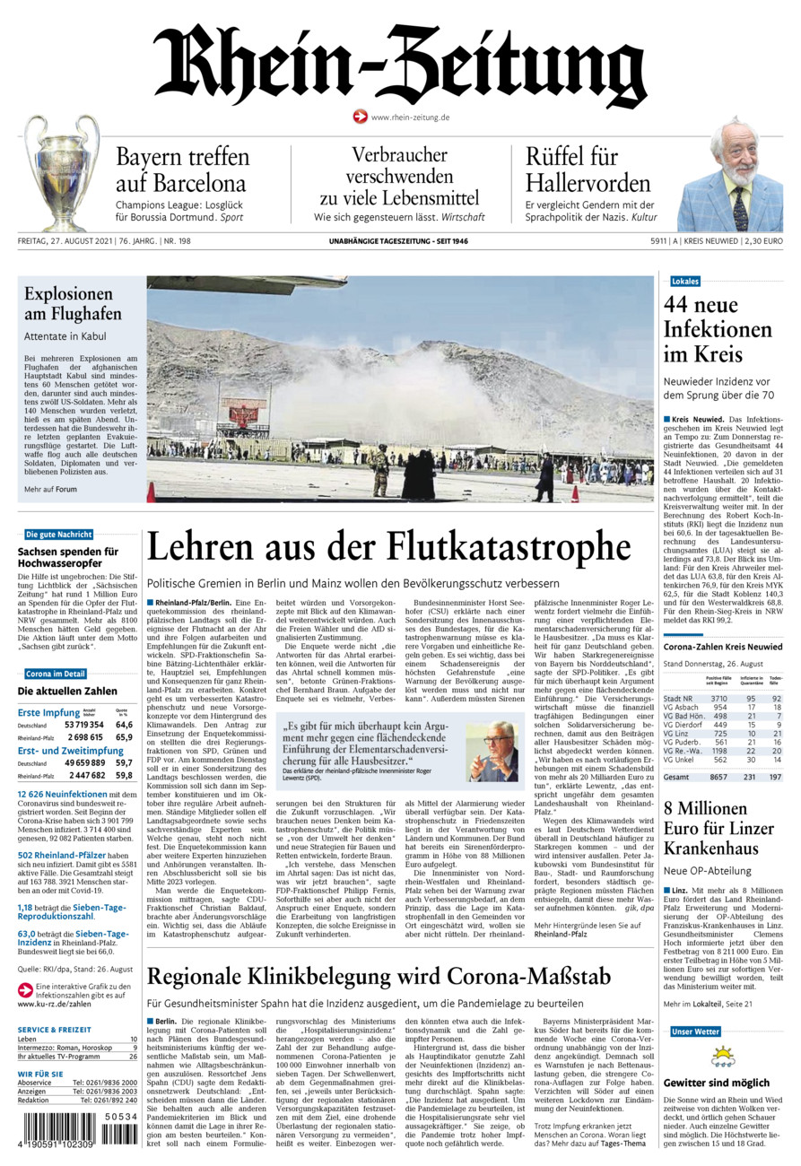 Rhein-Zeitung Kreis Neuwied vom Freitag, 27.08.2021