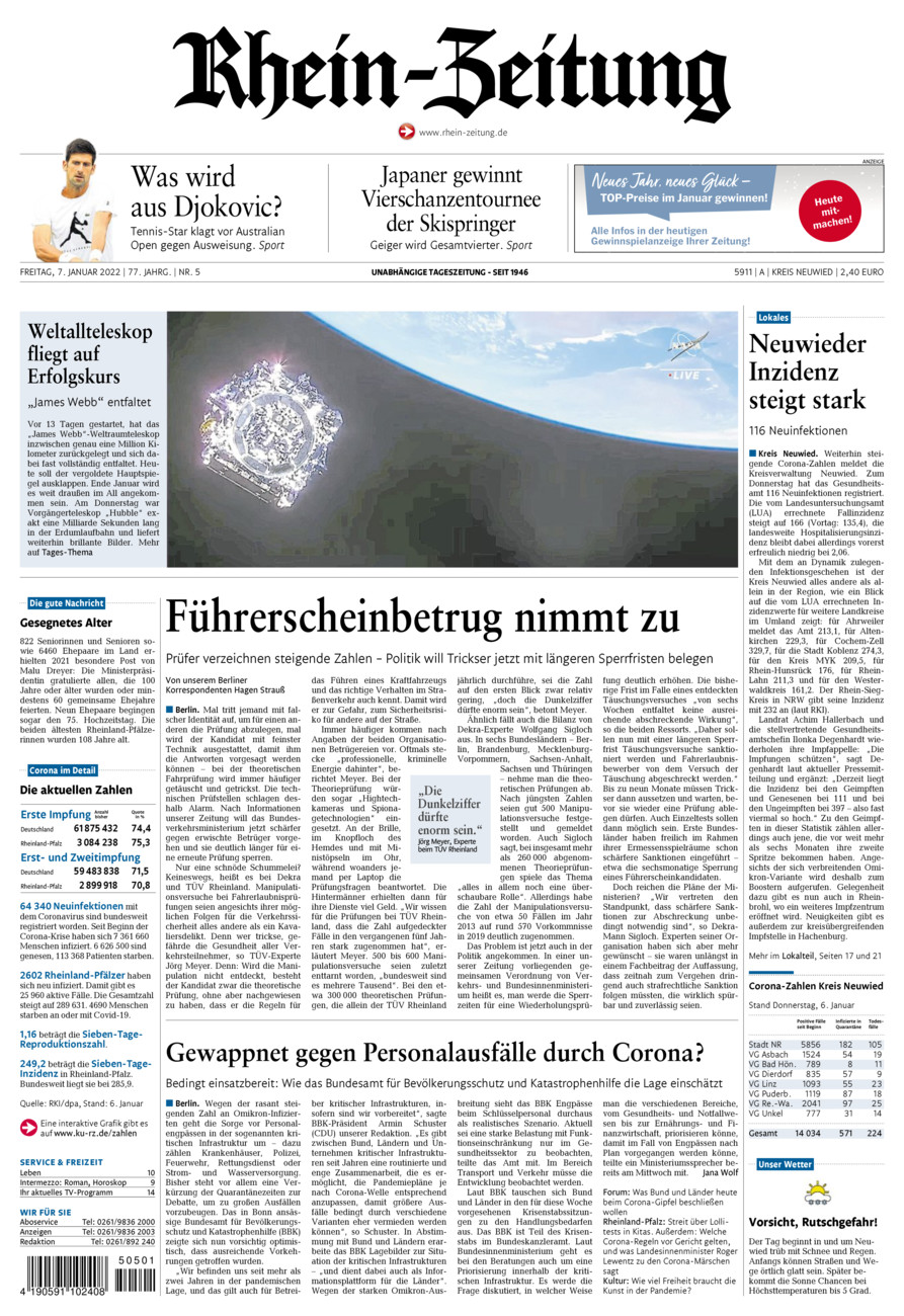 Rhein-Zeitung Kreis Neuwied vom Freitag, 07.01.2022