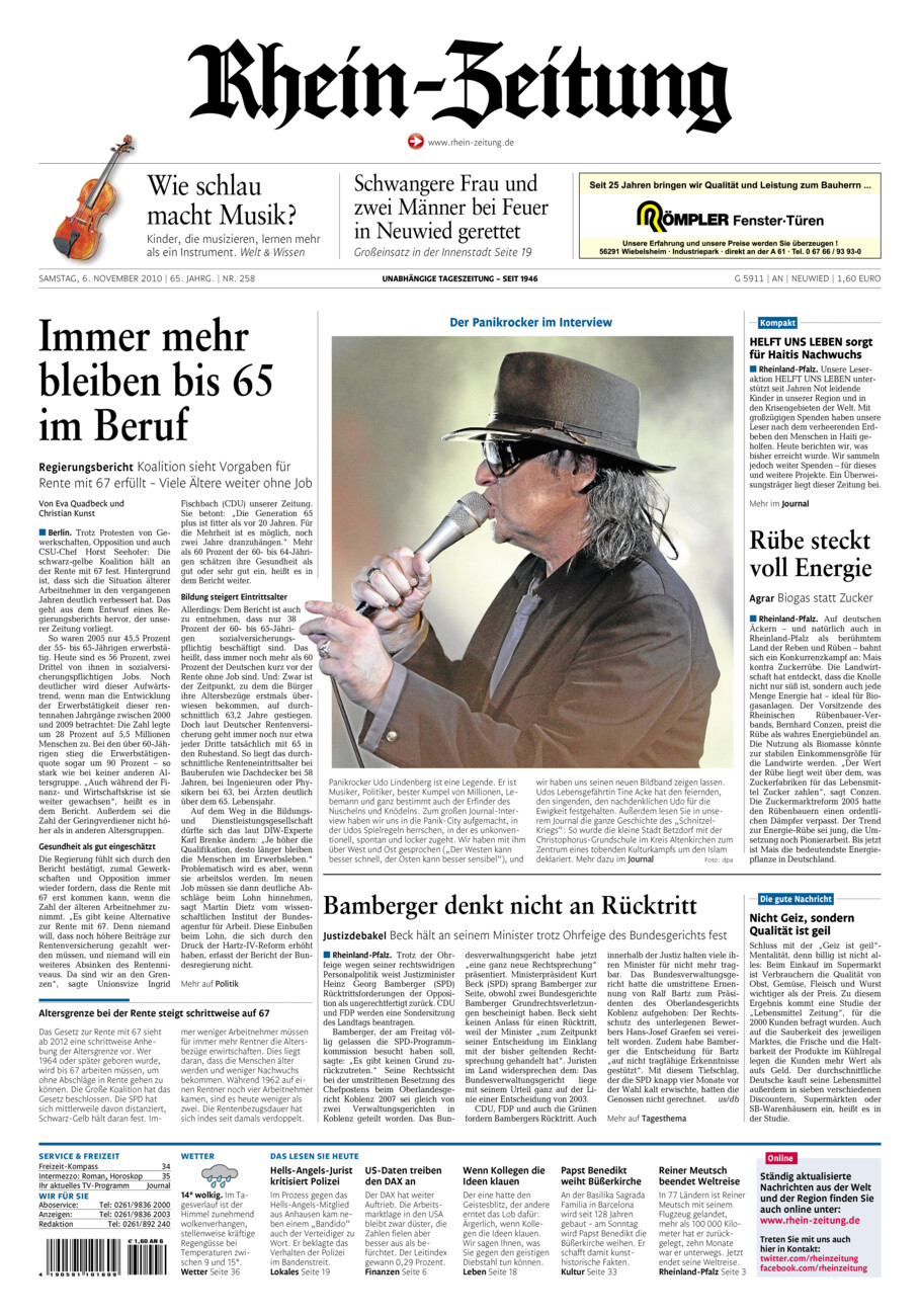 Rhein-Zeitung Kreis Neuwied vom Samstag, 06.11.2010
