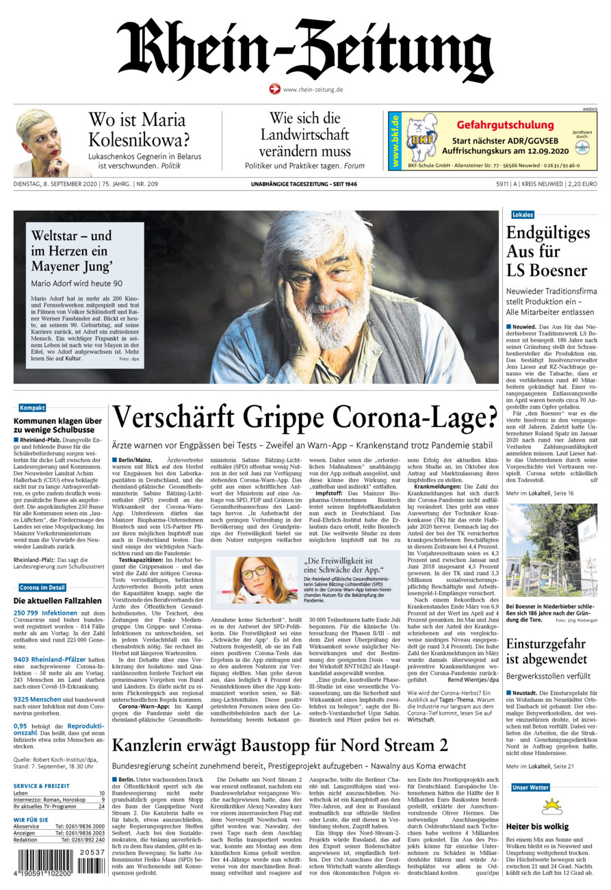 Rhein-Zeitung Kreis Neuwied vom Dienstag, 08.09.2020