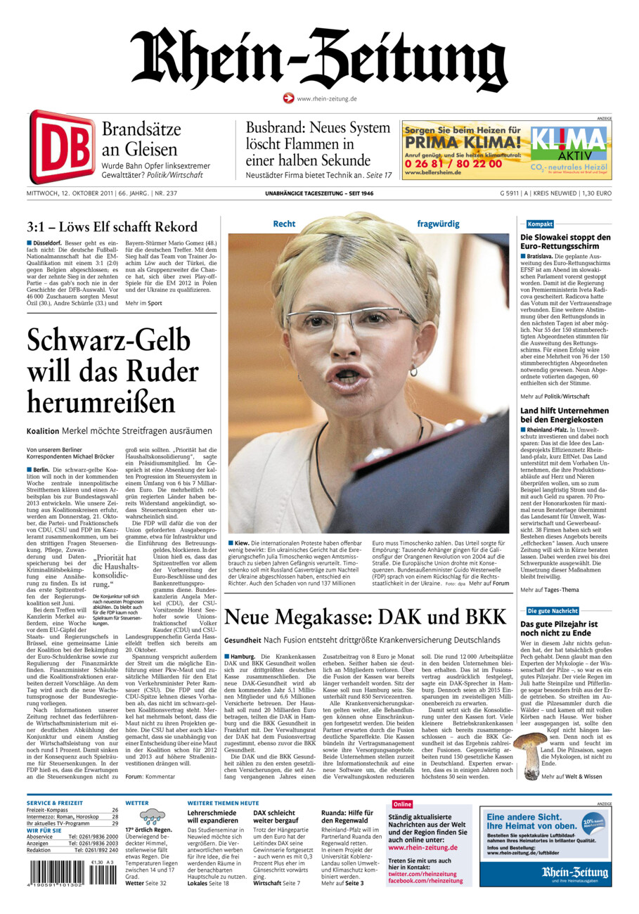 Rhein-Zeitung Kreis Neuwied vom Mittwoch, 12.10.2011