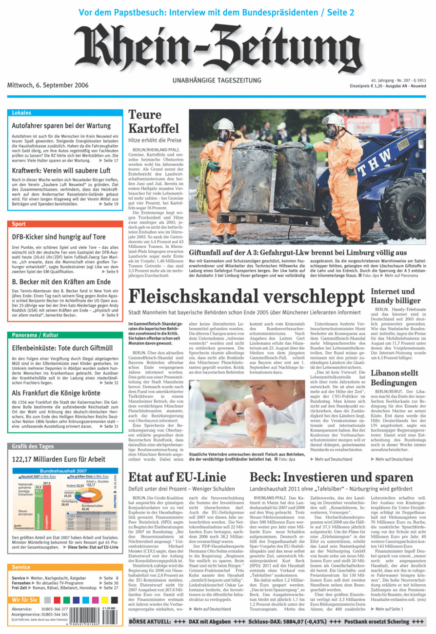 Rhein-Zeitung Kreis Neuwied vom Mittwoch, 06.09.2006