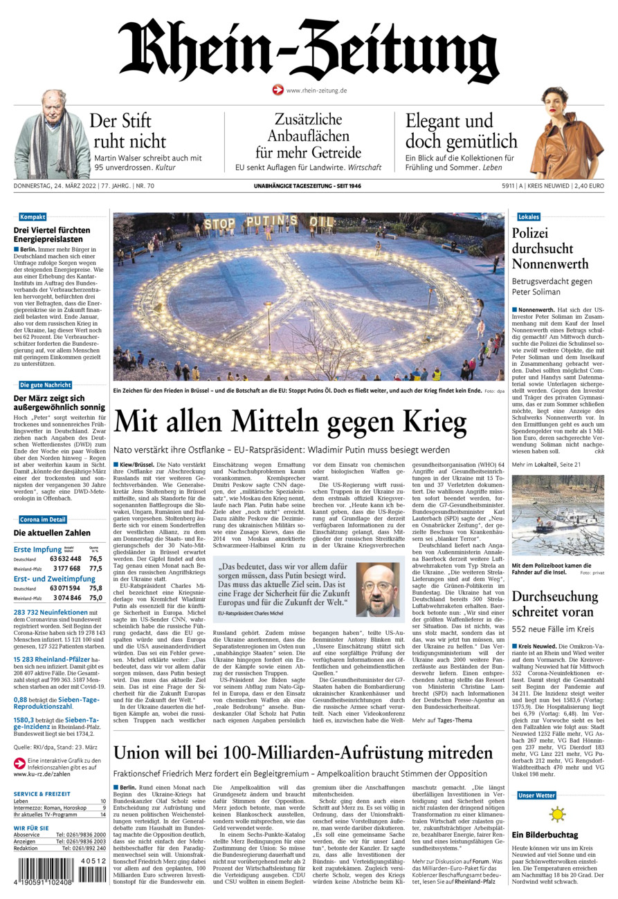 Rhein-Zeitung Kreis Neuwied vom Donnerstag, 24.03.2022