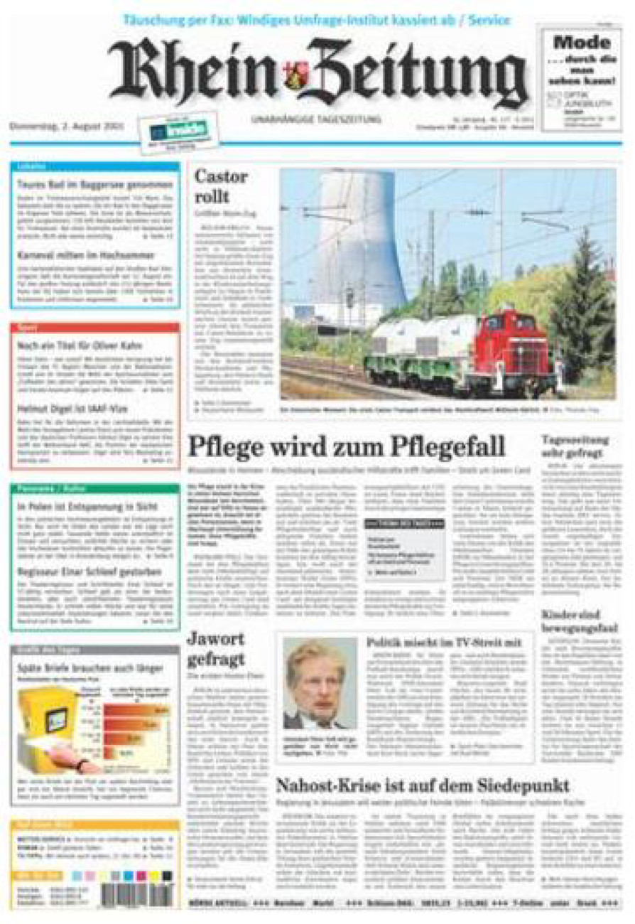 Rhein-Zeitung Kreis Neuwied vom Donnerstag, 02.08.2001