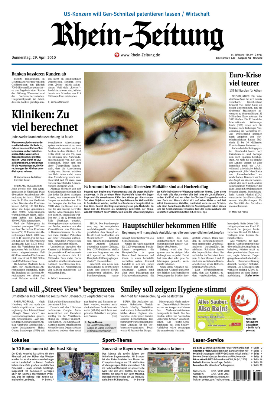 Rhein-Zeitung Kreis Neuwied vom Donnerstag, 29.04.2010