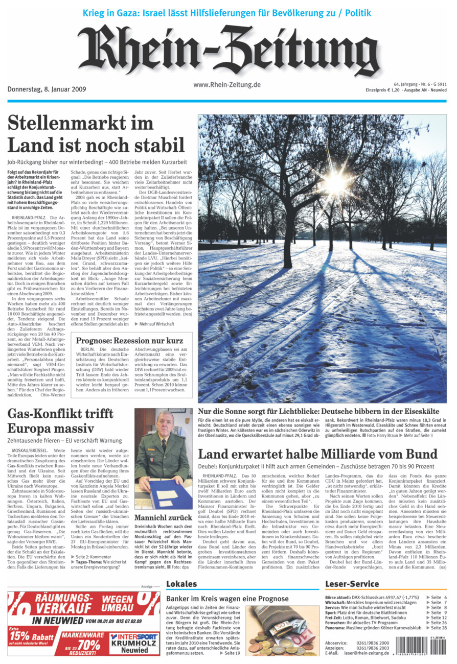 Rhein-Zeitung Kreis Neuwied vom Donnerstag, 08.01.2009