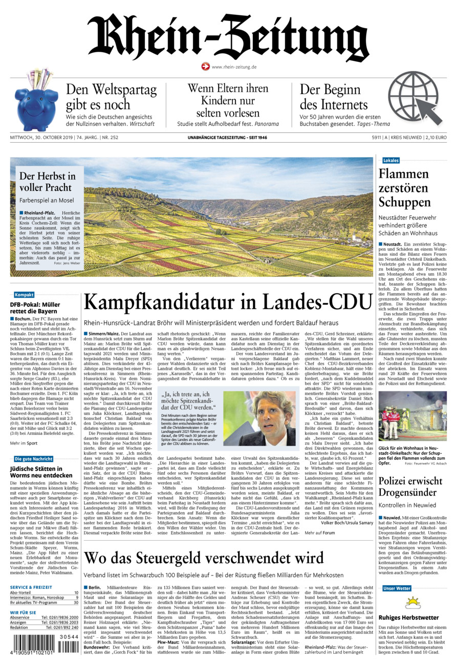 Rhein-Zeitung Kreis Neuwied vom Mittwoch, 30.10.2019