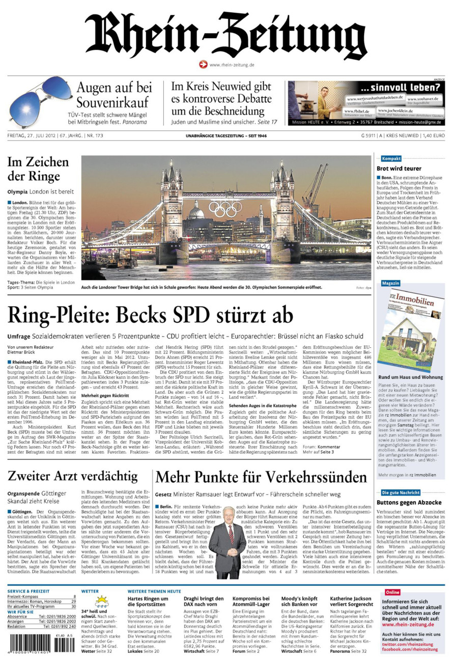 Rhein-Zeitung Kreis Neuwied vom Freitag, 27.07.2012