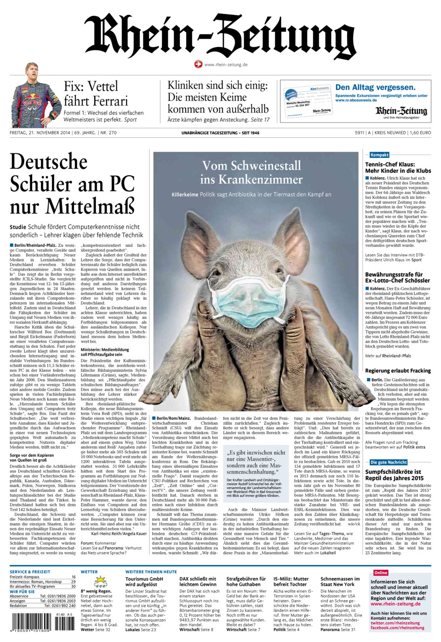 Rhein-Zeitung Kreis Neuwied vom Freitag, 21.11.2014