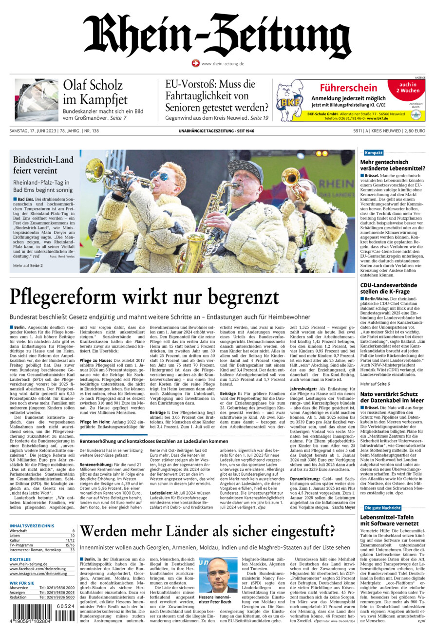 Rhein-Zeitung Kreis Neuwied vom Samstag, 17.06.2023