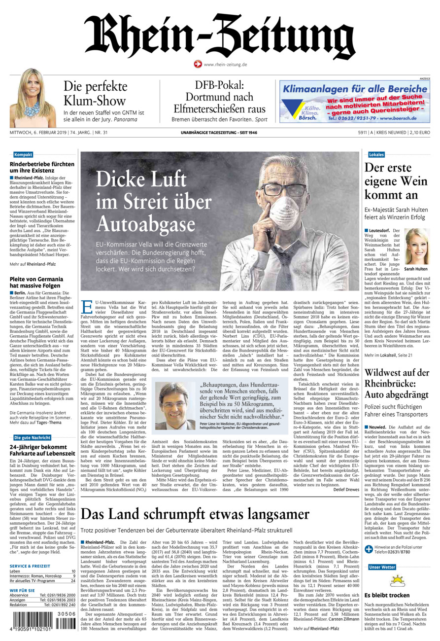 Rhein-Zeitung Kreis Neuwied vom Mittwoch, 06.02.2019