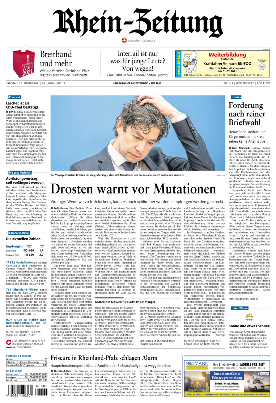 Rhein-Zeitung Kreis Neuwied vom Samstag, 23.01.2021