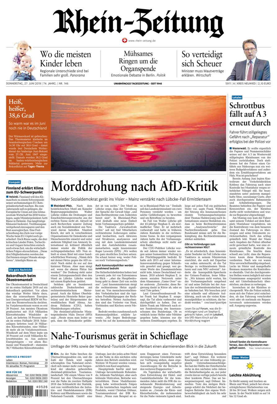 Rhein-Zeitung Kreis Neuwied vom Donnerstag, 27.06.2019