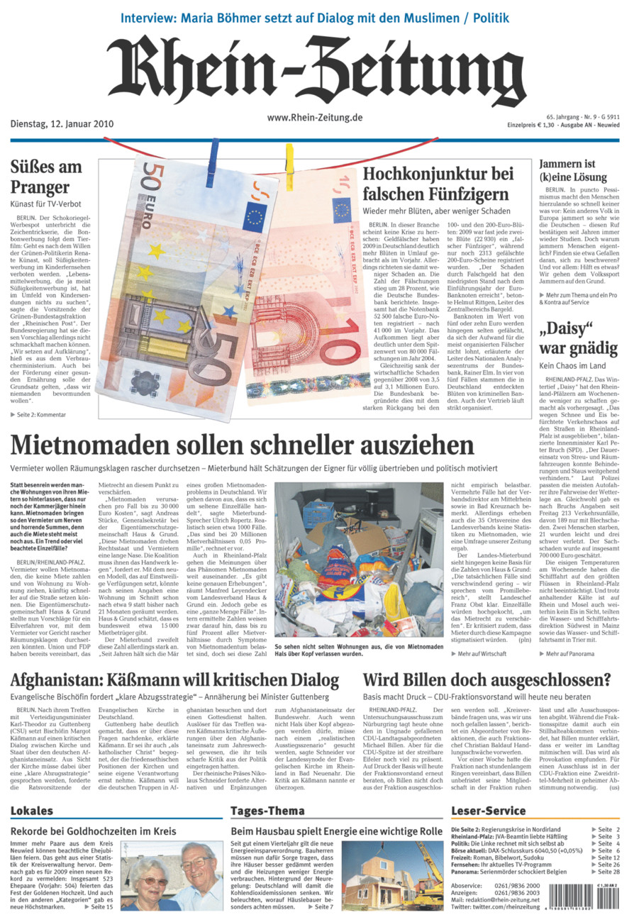 Rhein-Zeitung Kreis Neuwied vom Dienstag, 12.01.2010