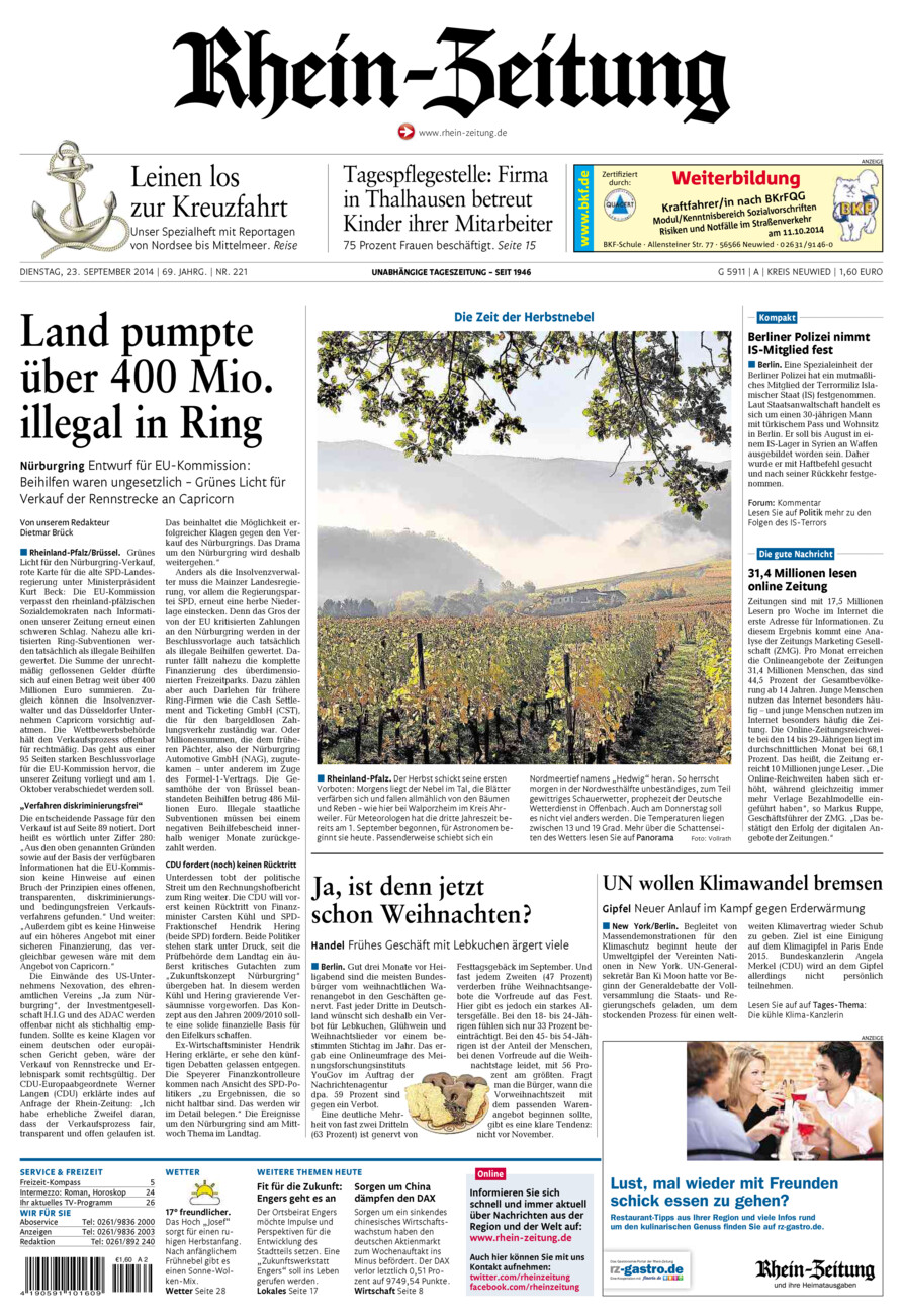 Rhein-Zeitung Kreis Neuwied vom Dienstag, 23.09.2014
