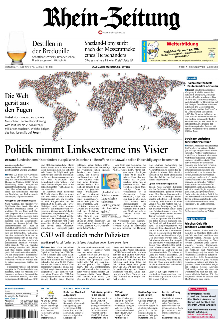 Rhein-Zeitung Kreis Neuwied vom Dienstag, 11.07.2017