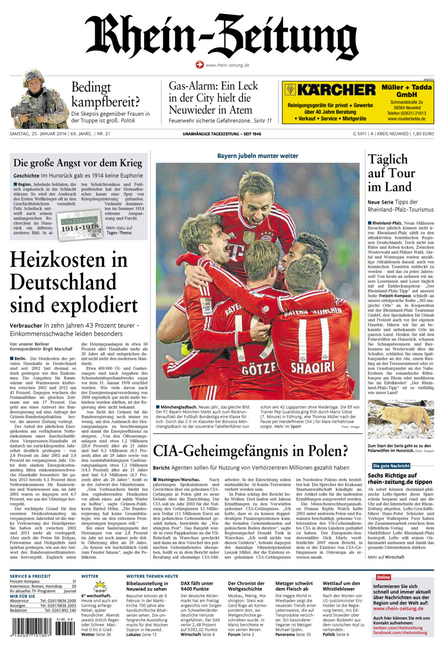 Rhein-Zeitung Kreis Neuwied vom Samstag, 25.01.2014