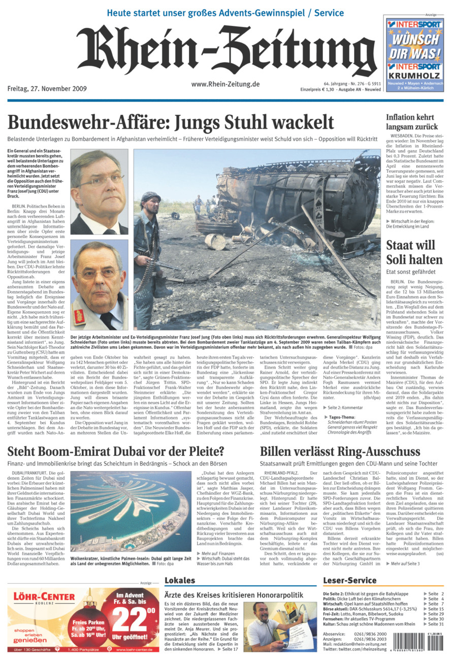 Rhein-Zeitung Kreis Neuwied vom Freitag, 27.11.2009