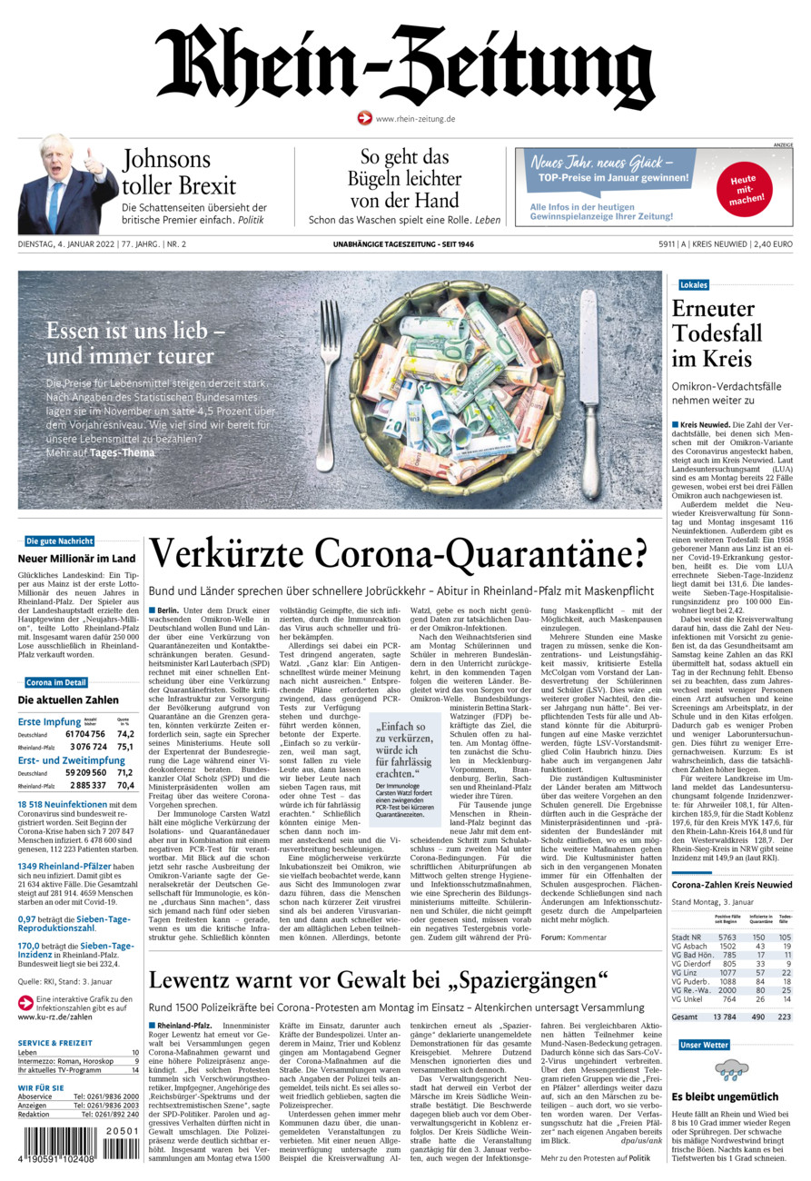 Rhein-Zeitung Kreis Neuwied vom Dienstag, 04.01.2022