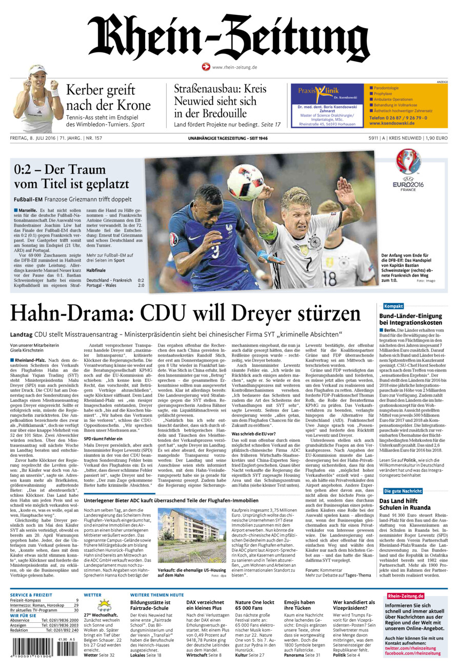 Rhein-Zeitung Kreis Neuwied vom Freitag, 08.07.2016