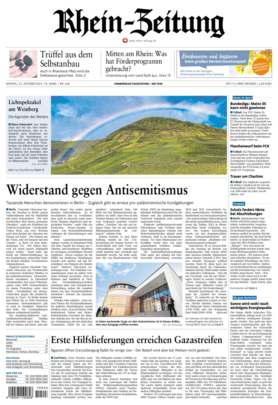 Rhein-Zeitung Kreis Neuwied vom Montag, 23.10.2023