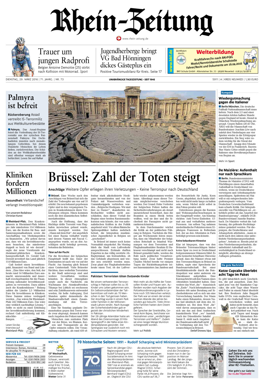 Rhein-Zeitung Kreis Neuwied vom Dienstag, 29.03.2016