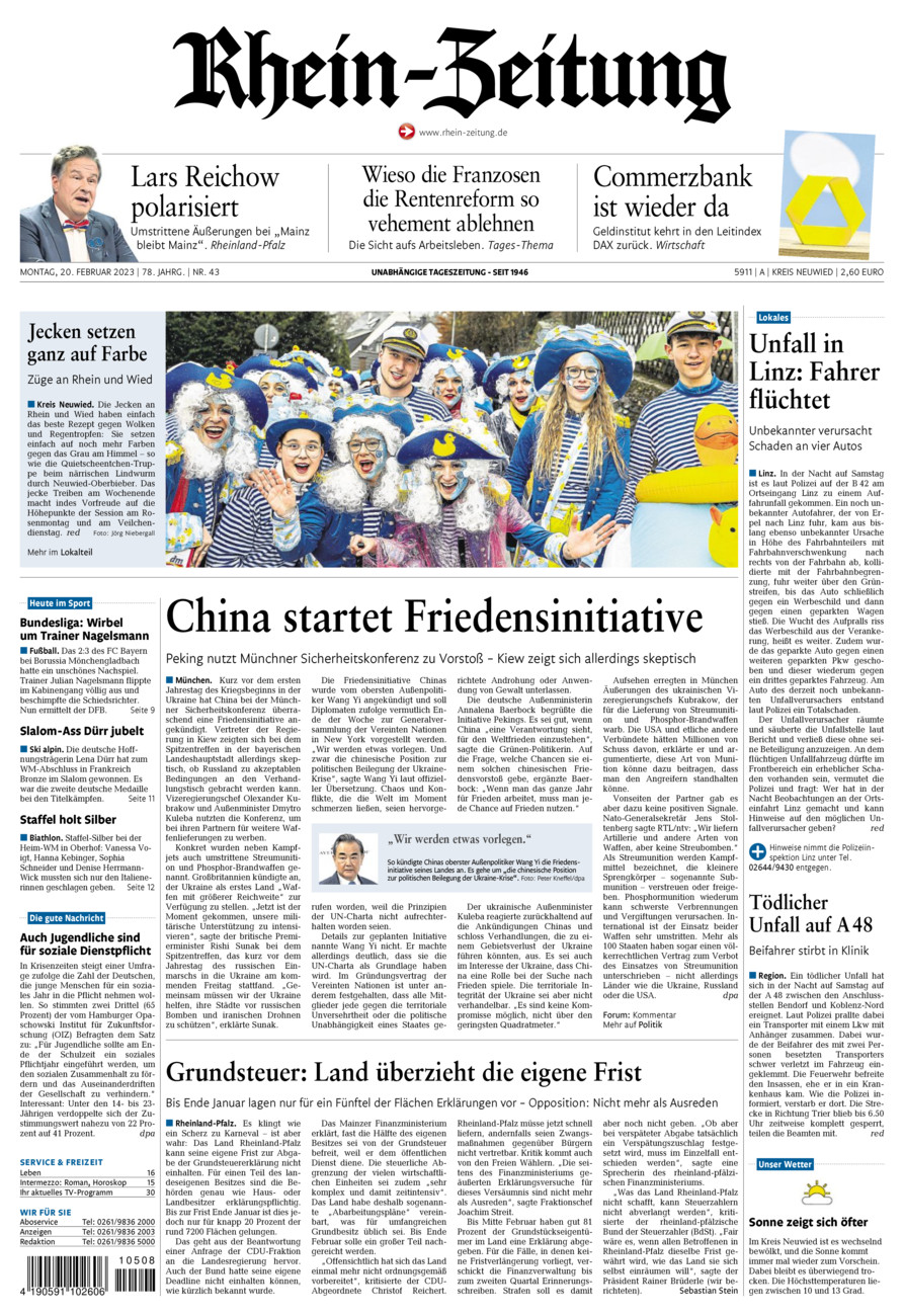 Rhein-Zeitung Kreis Neuwied vom Montag, 20.02.2023