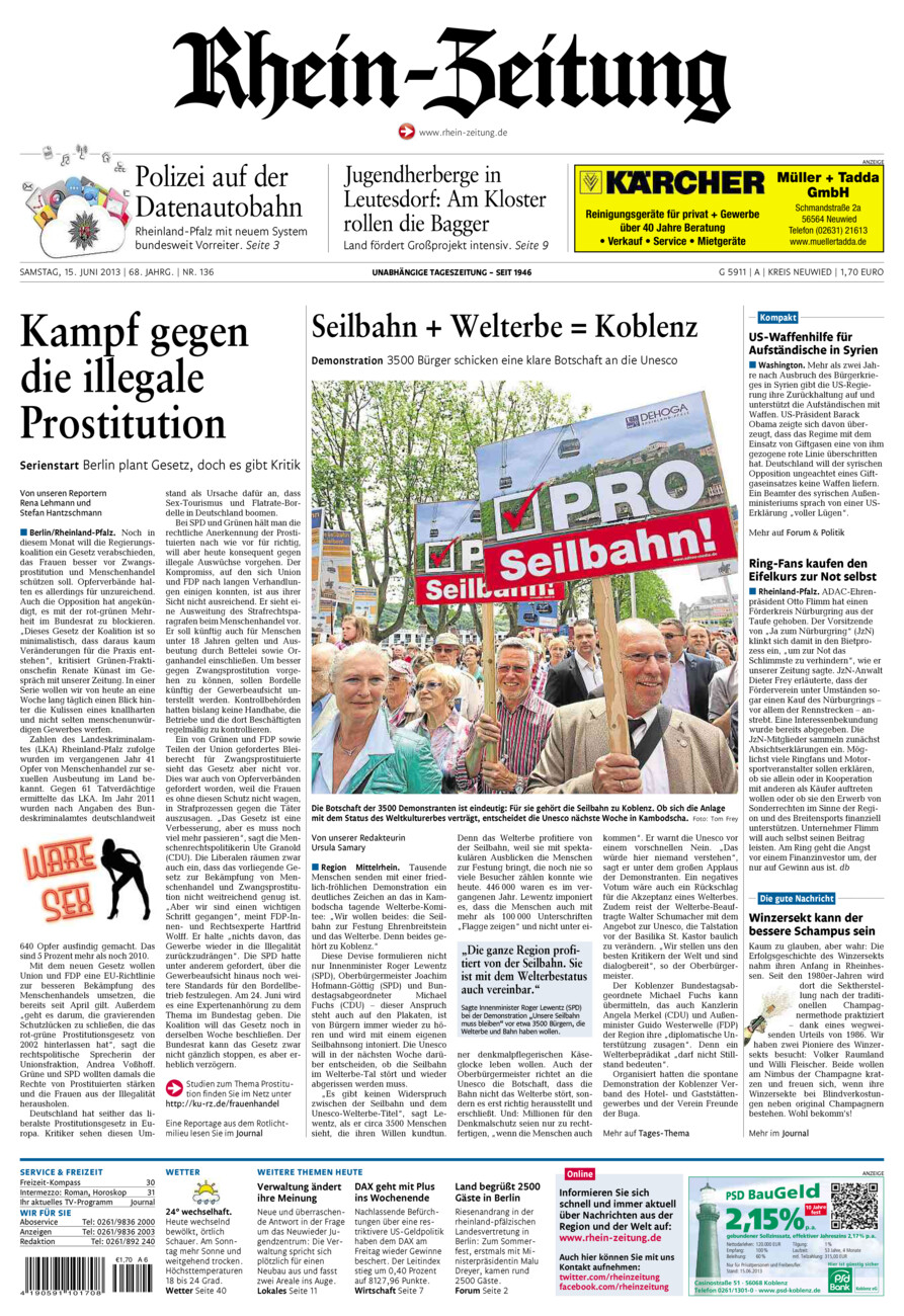 Rhein-Zeitung Kreis Neuwied vom Samstag, 15.06.2013