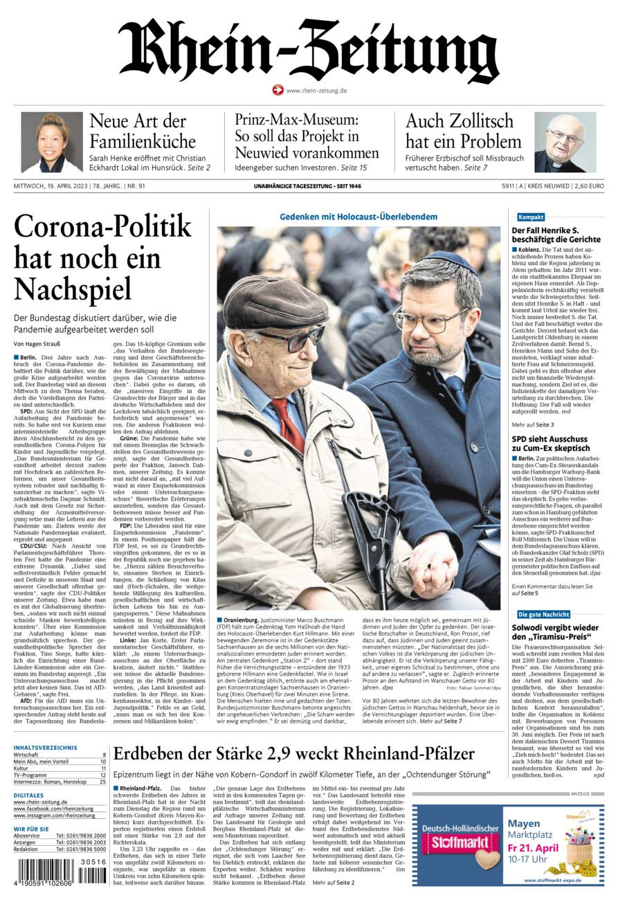 Rhein-Zeitung Kreis Neuwied vom Mittwoch, 19.04.2023