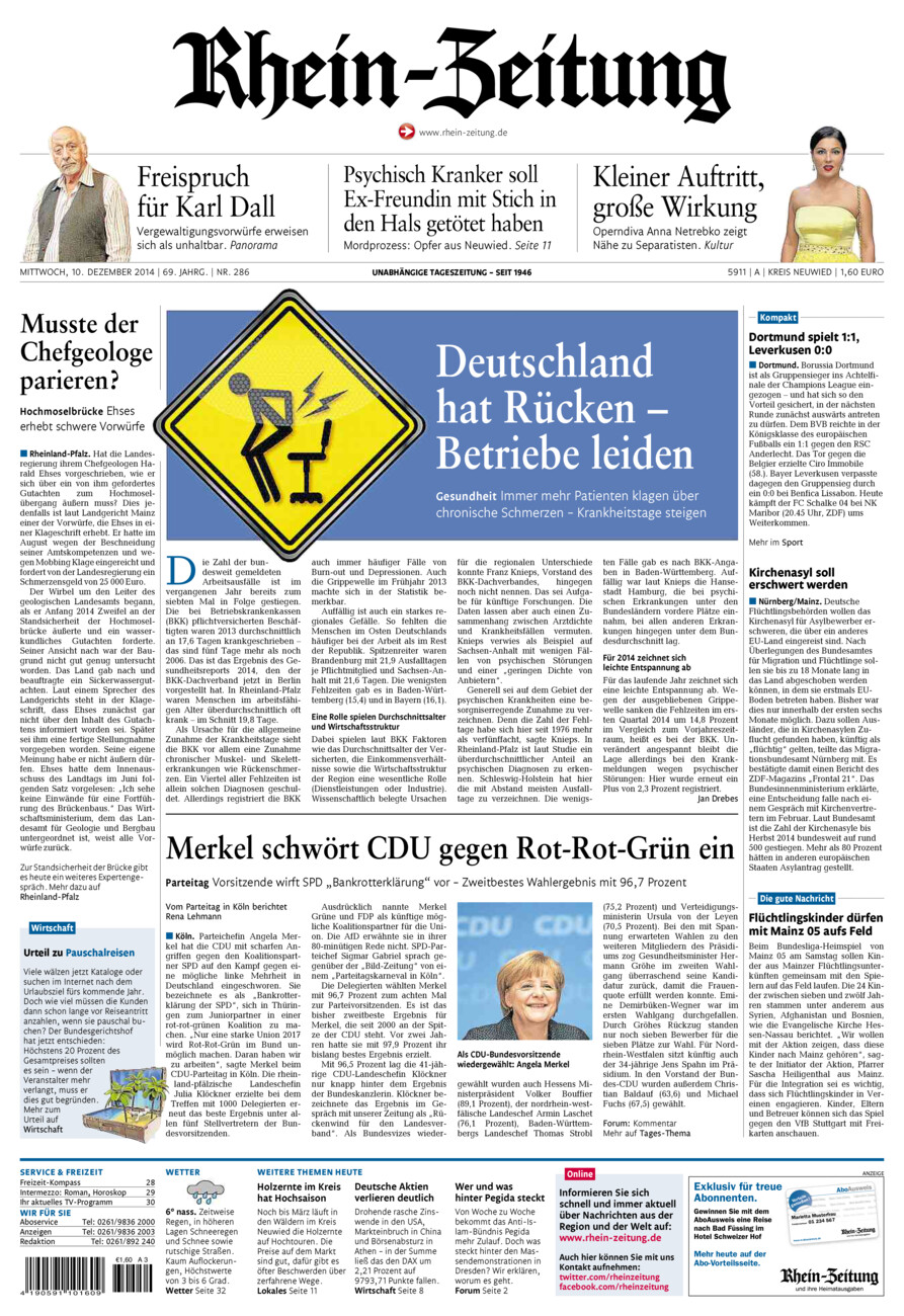 Rhein-Zeitung Kreis Neuwied vom Mittwoch, 10.12.2014