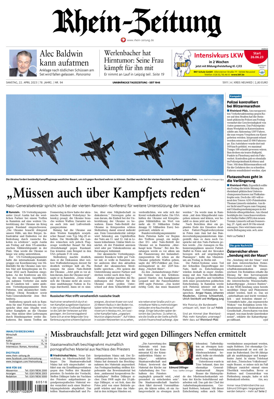 Rhein-Zeitung Kreis Neuwied vom Samstag, 22.04.2023