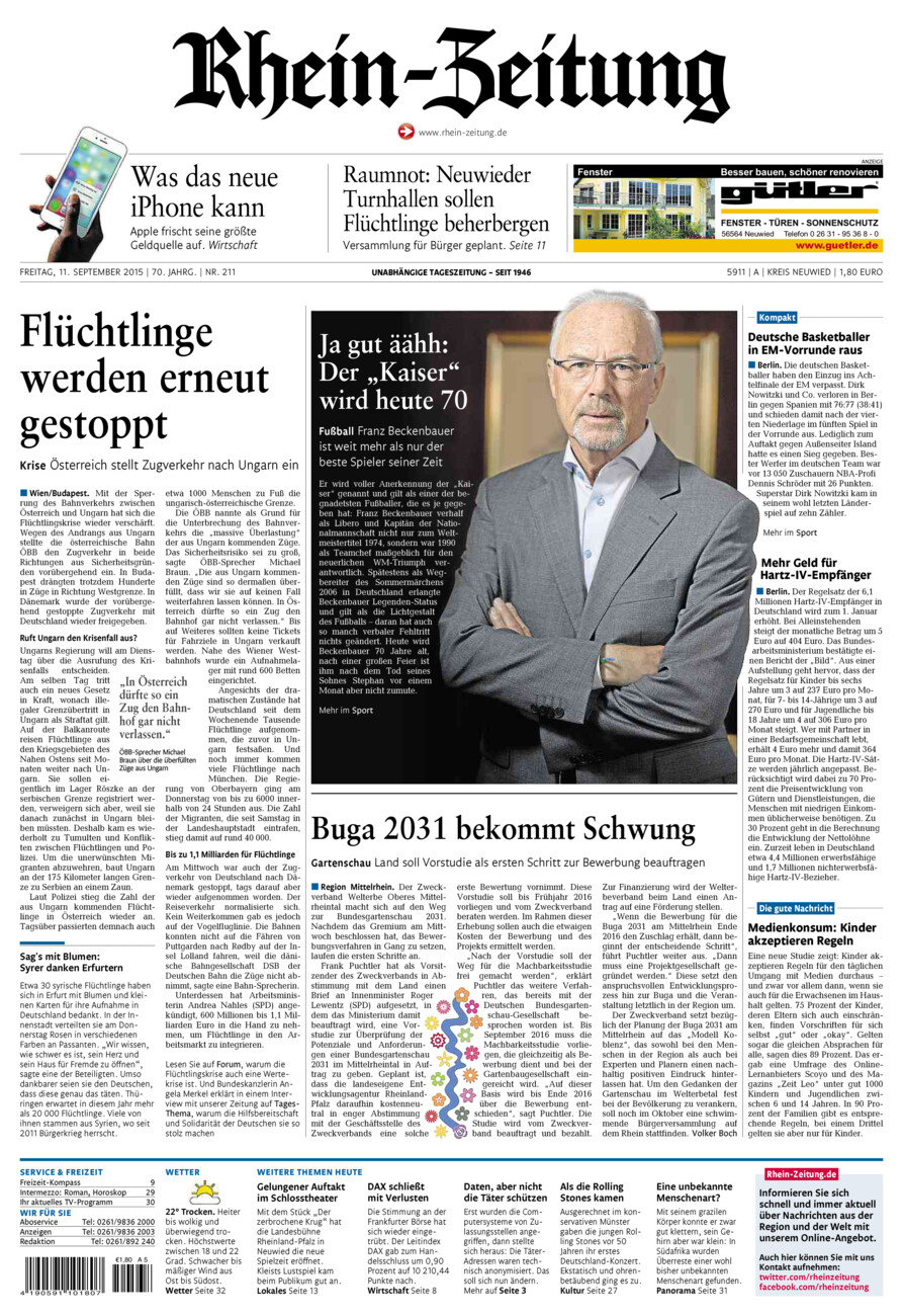 Rhein-Zeitung Kreis Neuwied vom Freitag, 11.09.2015