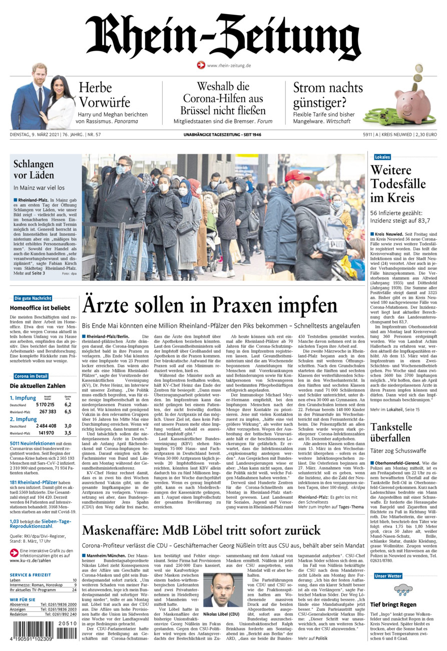 Rhein-Zeitung Kreis Neuwied vom Dienstag, 09.03.2021