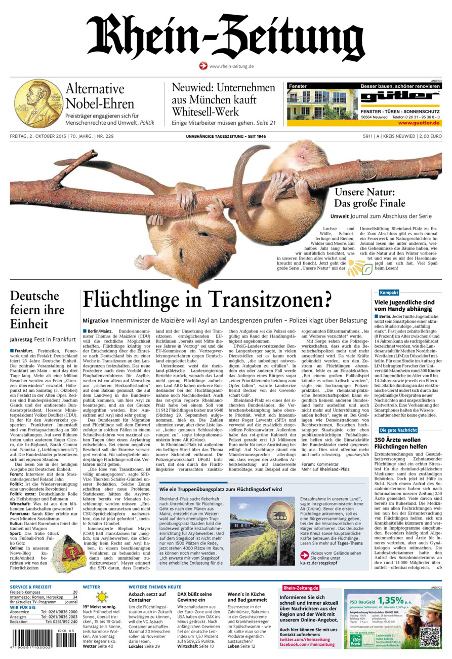 Rhein-Zeitung Kreis Neuwied vom Freitag, 02.10.2015