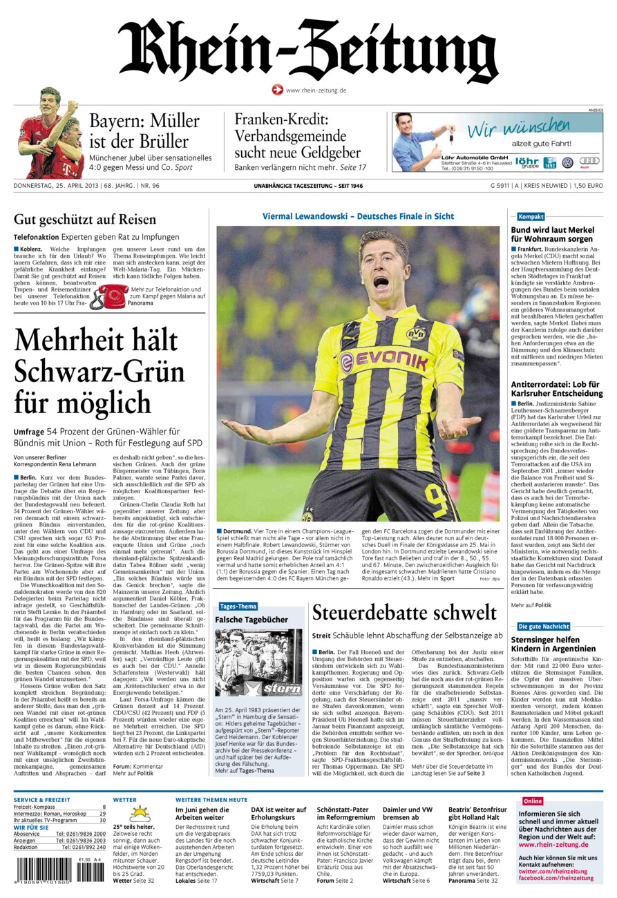 Rhein-Zeitung Kreis Neuwied vom Donnerstag, 25.04.2013