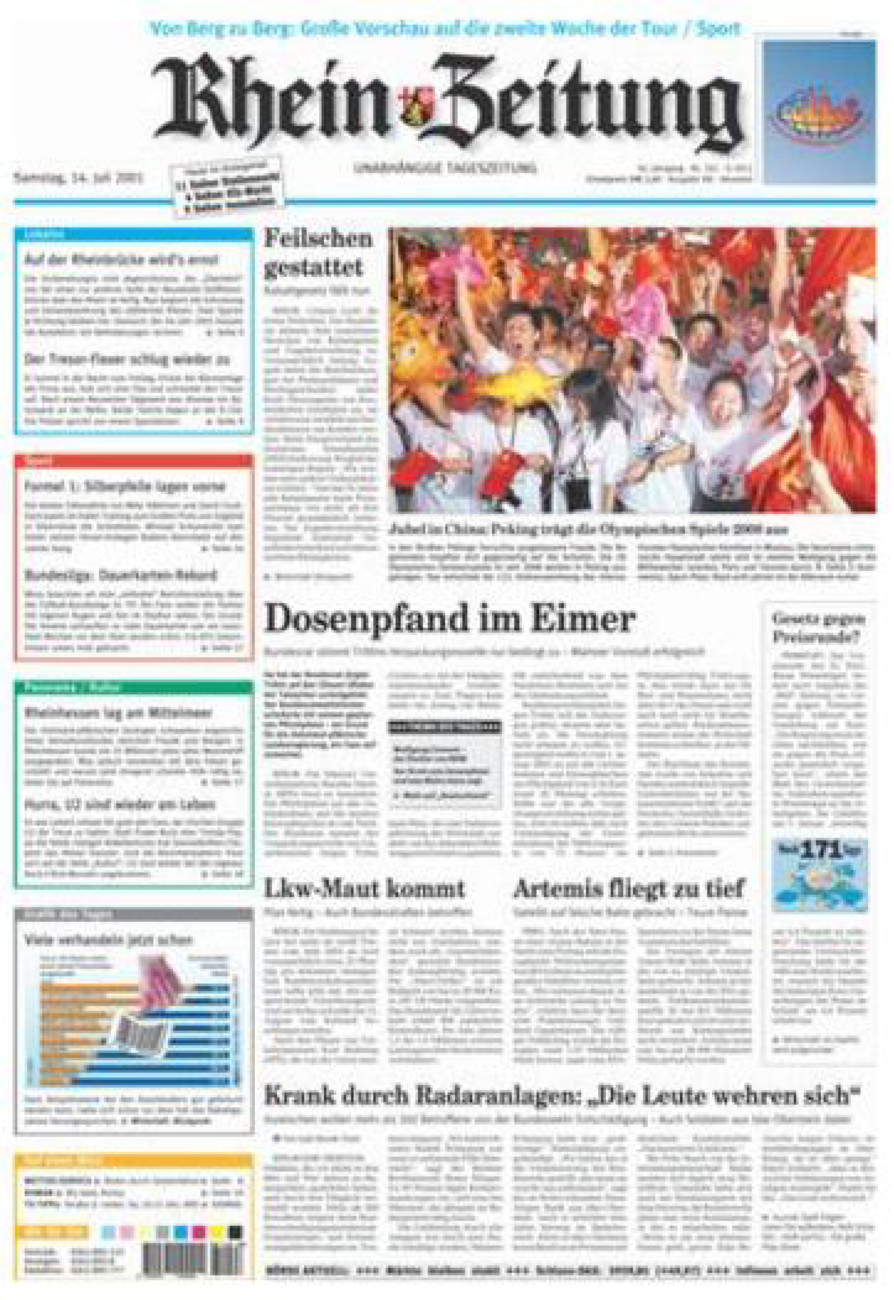 Rhein-Zeitung Kreis Neuwied vom Samstag, 14.07.2001
