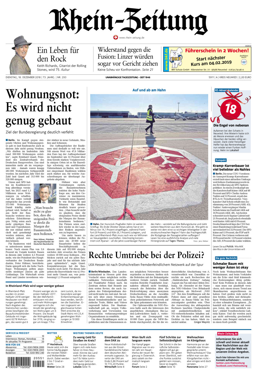 Rhein-Zeitung Kreis Neuwied vom Dienstag, 18.12.2018