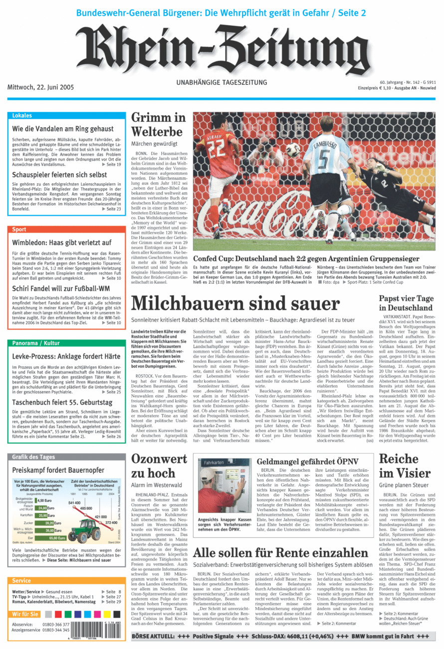 Rhein-Zeitung Kreis Neuwied vom Mittwoch, 22.06.2005