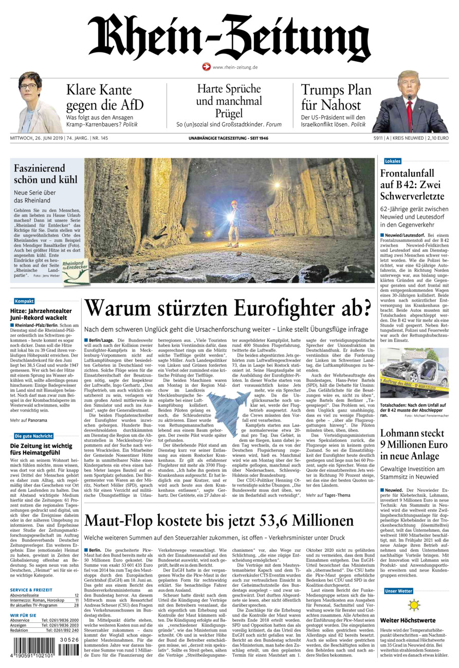 Rhein-Zeitung Kreis Neuwied vom Mittwoch, 26.06.2019