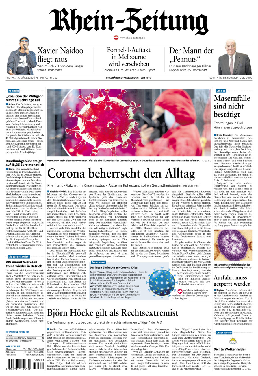 Rhein-Zeitung Kreis Neuwied vom Freitag, 13.03.2020