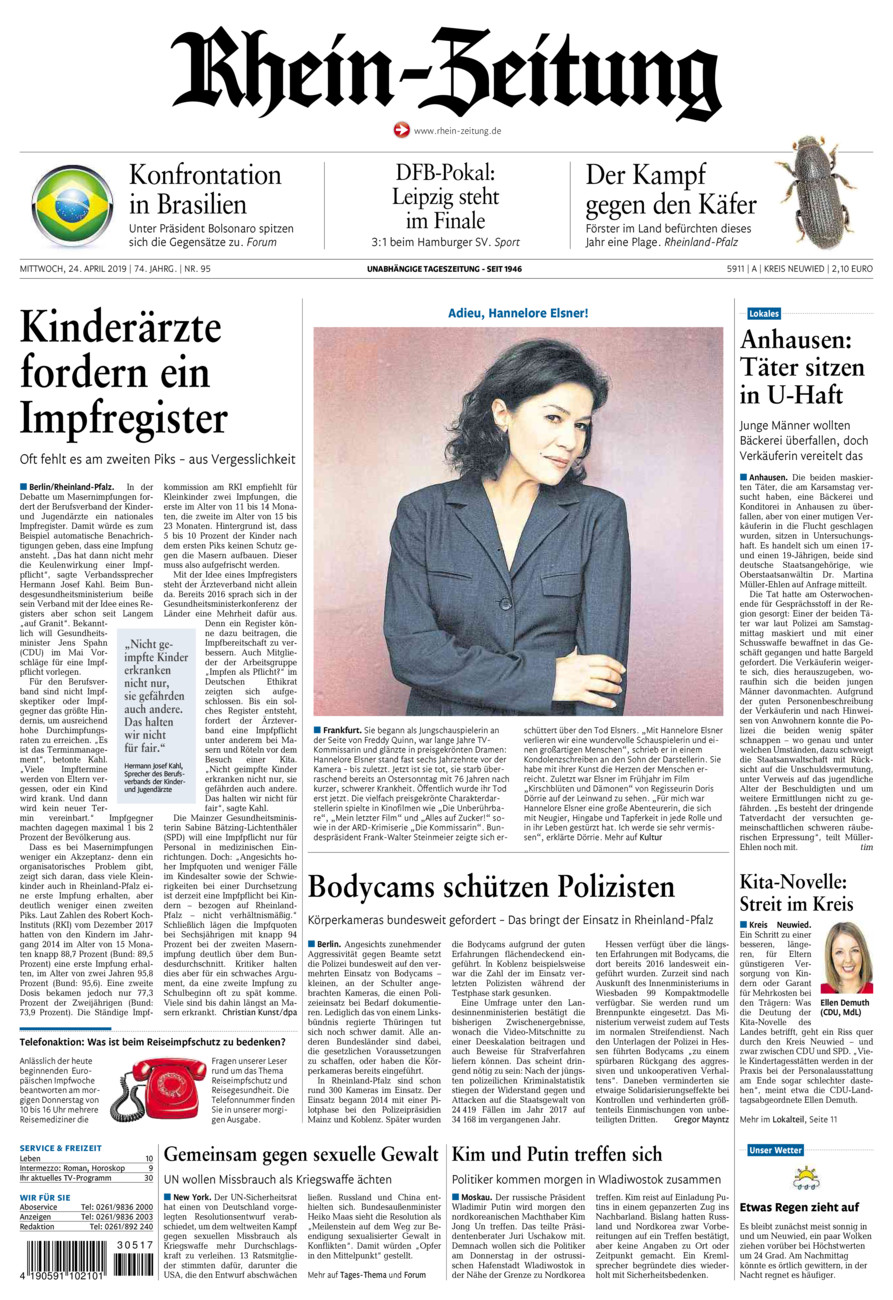 Rhein-Zeitung Kreis Neuwied vom Mittwoch, 24.04.2019
