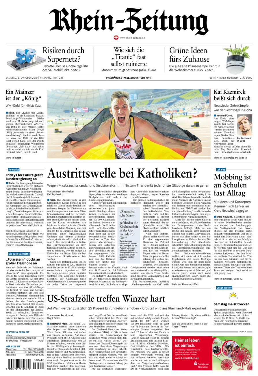 Rhein-Zeitung Kreis Neuwied vom Samstag, 05.10.2019