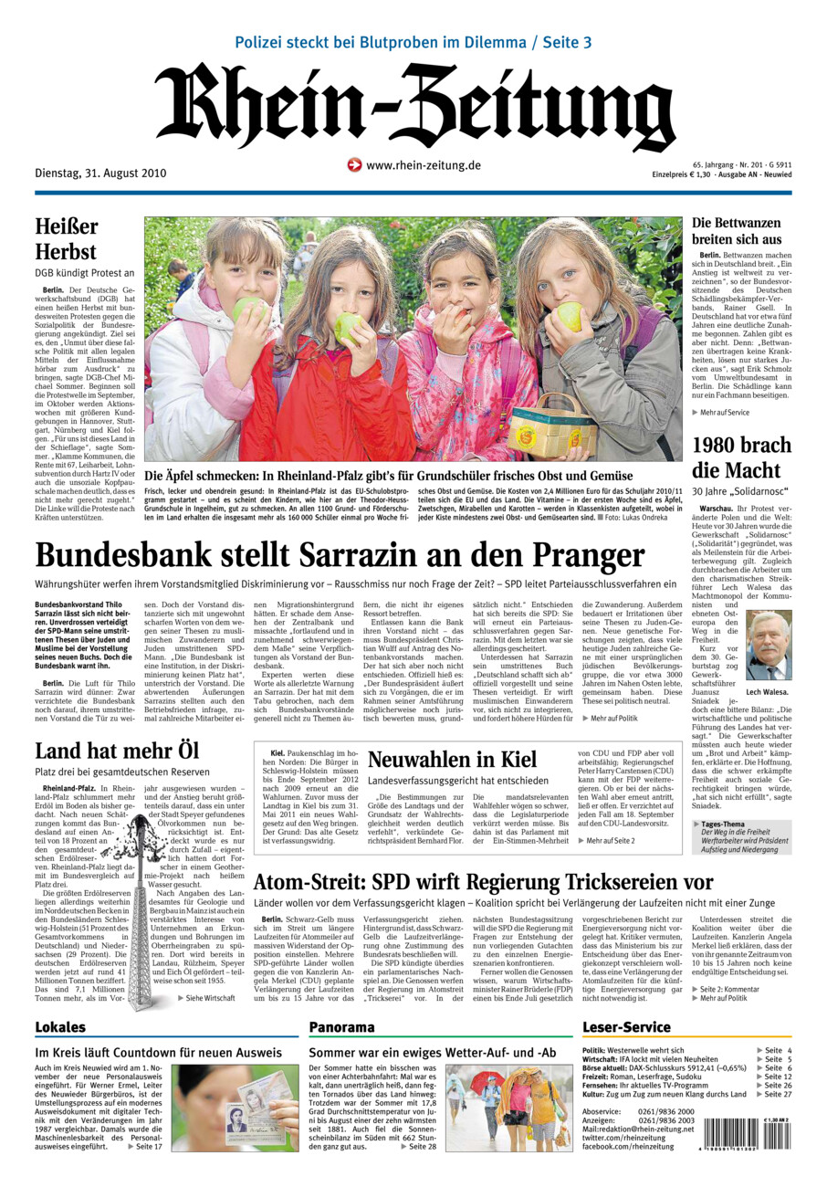Rhein-Zeitung Kreis Neuwied vom Dienstag, 31.08.2010