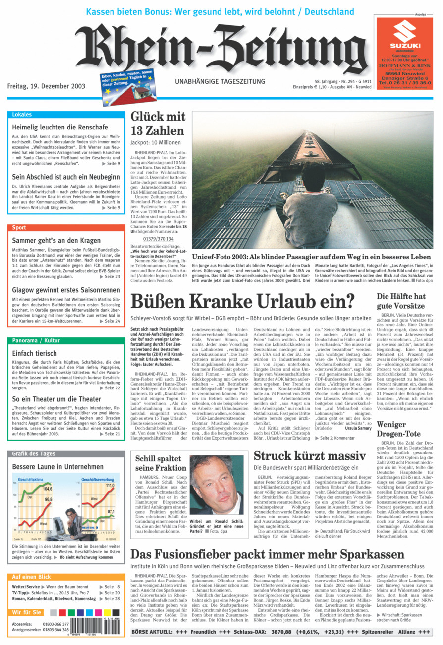 Rhein-Zeitung Kreis Neuwied vom Freitag, 19.12.2003
