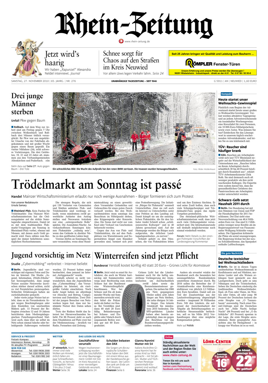 Rhein-Zeitung Kreis Neuwied vom Samstag, 27.11.2010